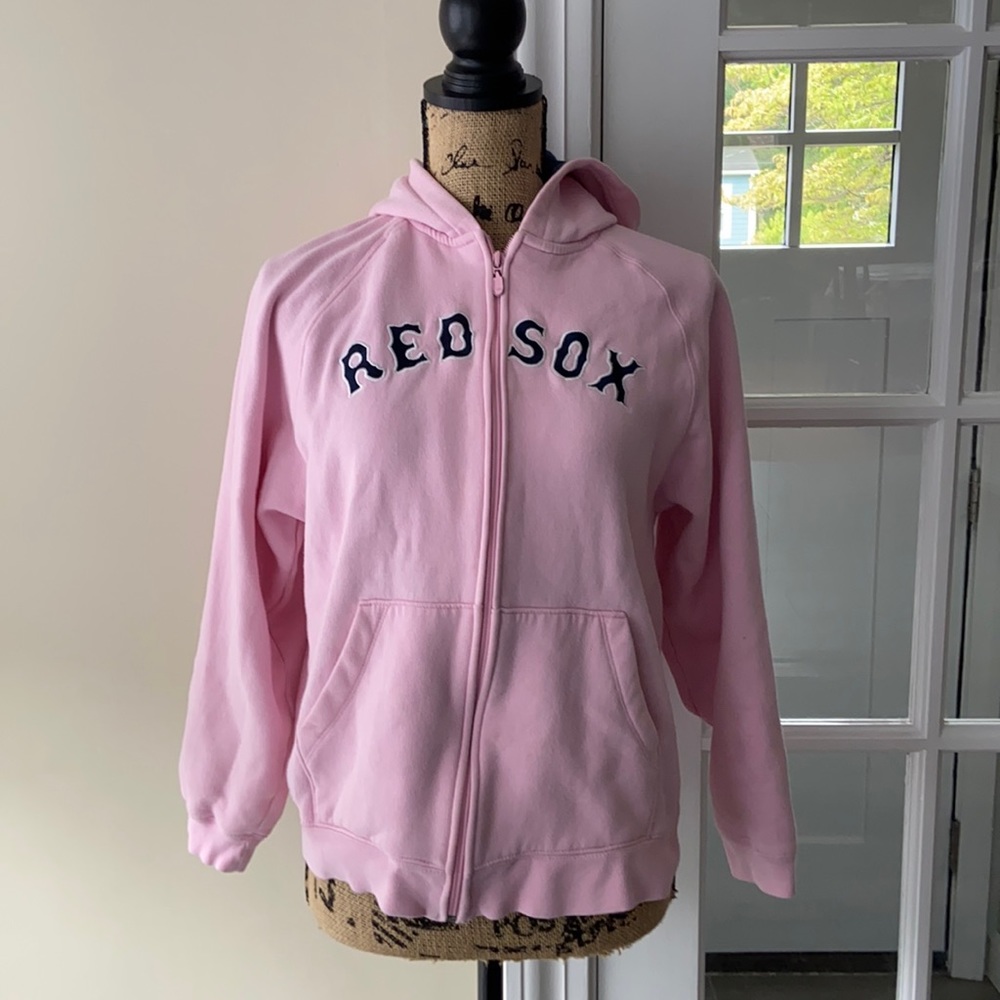 Majestic Boston Red Sox Youth Girls Pink Zip-Up Hooded Sweatshirt, Size 16